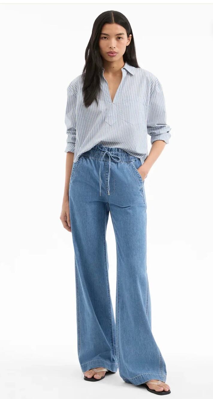 Veronica Beard Dunford Wide Leg Drawstring Jeans Size 10 (NEW NO TAGS)